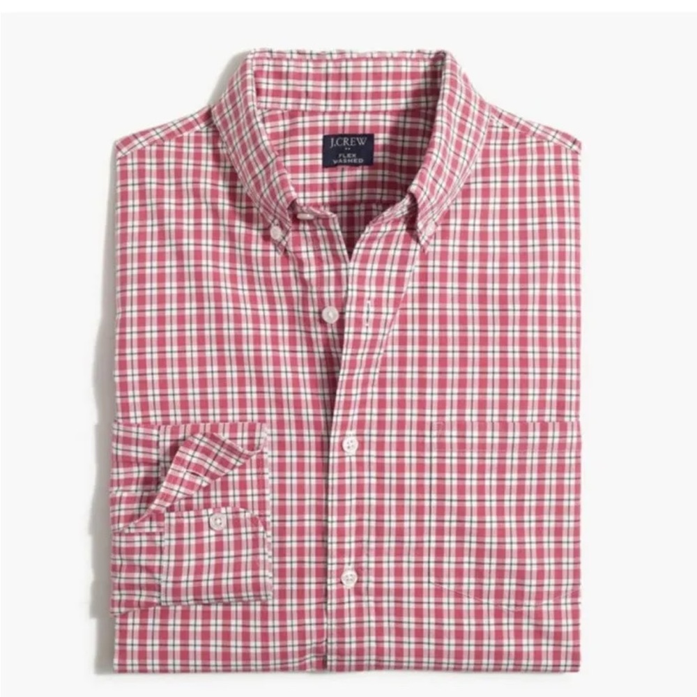 NWT J. Crew Slim Untucked Gingham Flex Washed Button Down Shirt